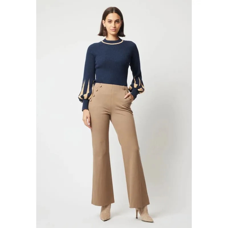 Meridan Merino Wool Cotton Blend Knit Top | Midnight