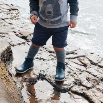 Merino Wool Knee High Rib Socks - Grey