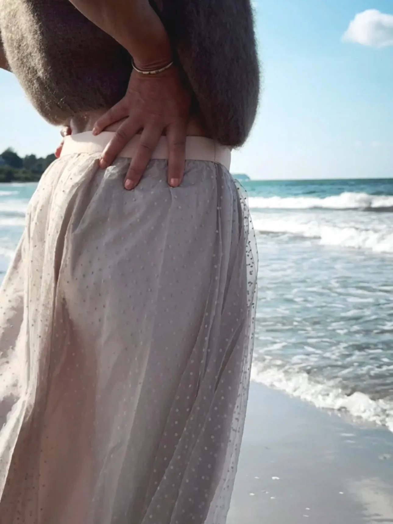 MIDI TULLE SKIRT - LIGHT ROSE/SAND