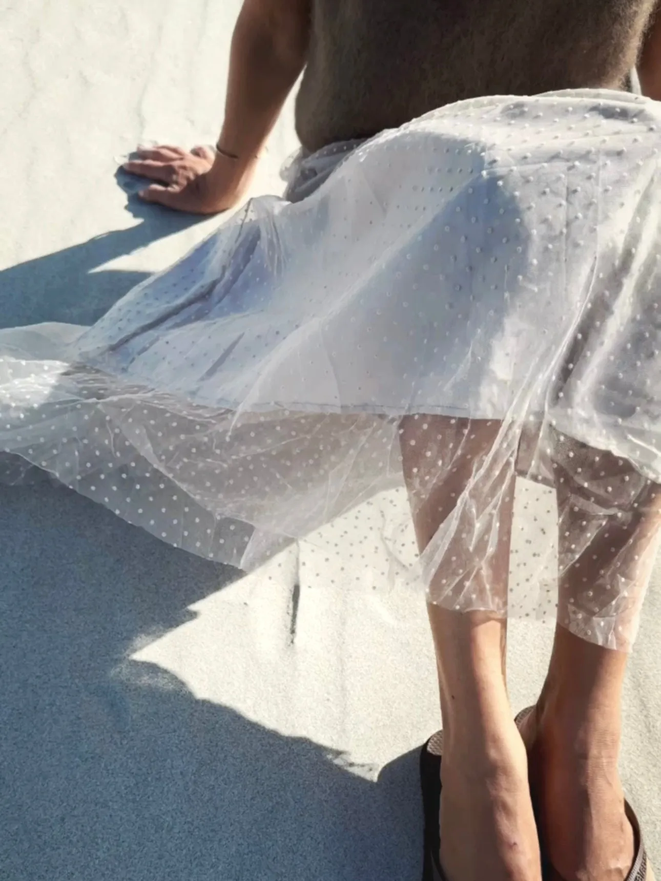 MIDI TULLE SKIRT - LIGHT ROSE/SAND
