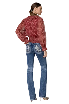 Miss Me Women's Aztec Horseshoe Bootcut Jean