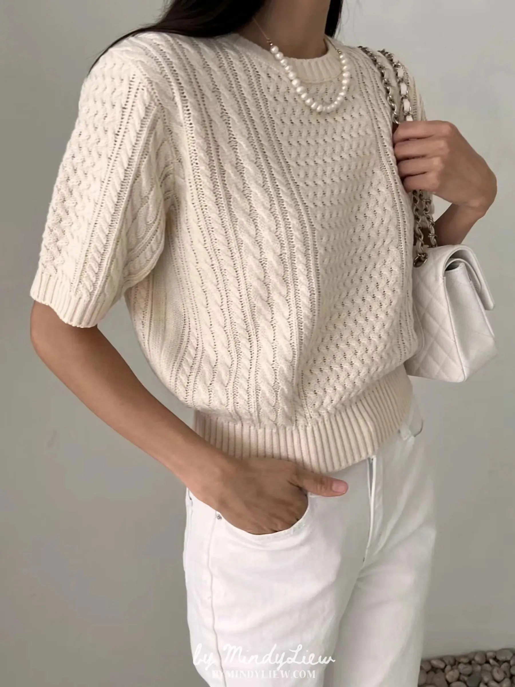 ML23933 Short Sleeve Knit Top