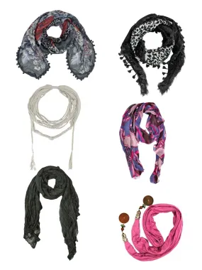 Multicolor Fashion Scarf Collection 6-Pack Bundle