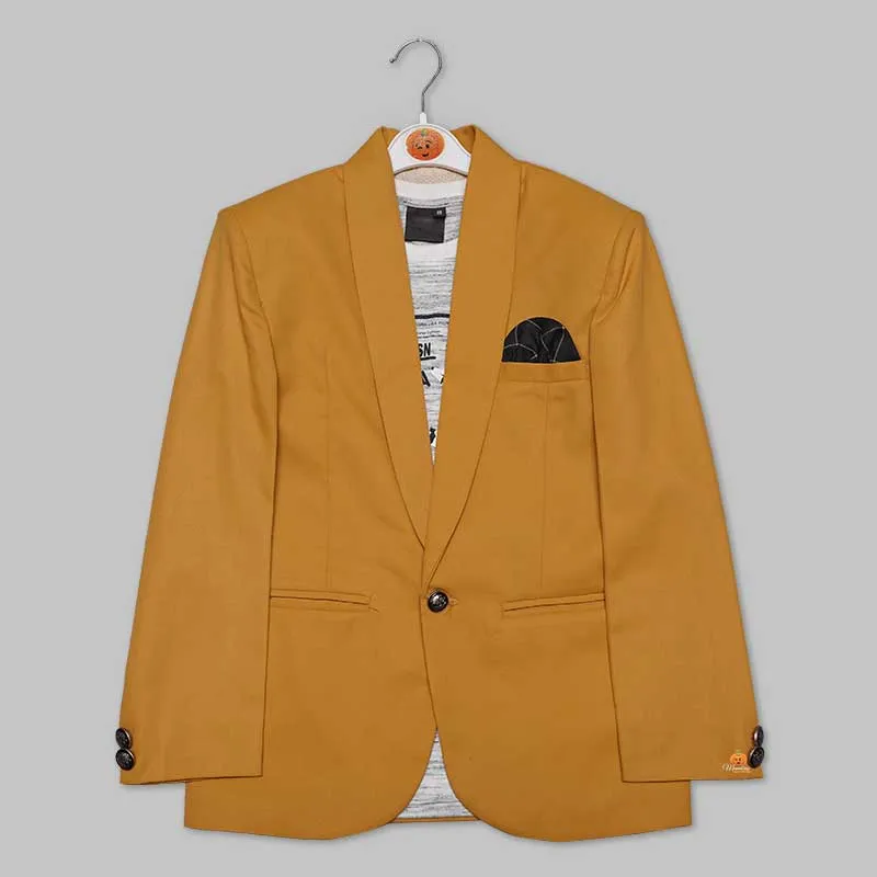 Mustered and Navy Blue Blazer for Boys