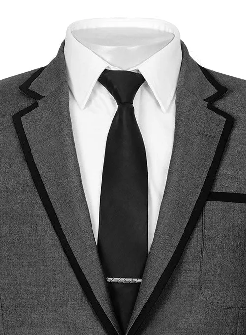Napolean Mid Charcoal Wool Jacket - Black Trims