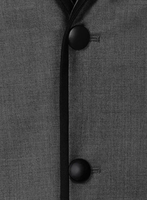Napolean Mid Charcoal Wool Jacket - Black Trims