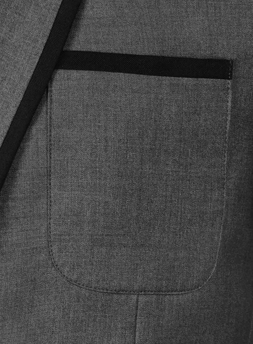 Napolean Mid Charcoal Wool Jacket - Black Trims