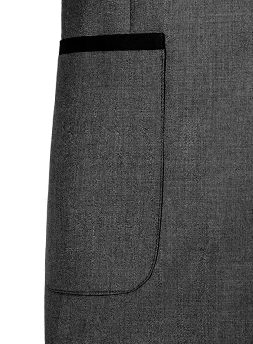 Napolean Mid Charcoal Wool Jacket - Black Trims
