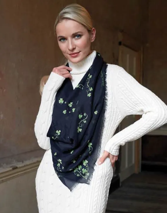 Navy Shamrock Fashion Scarf