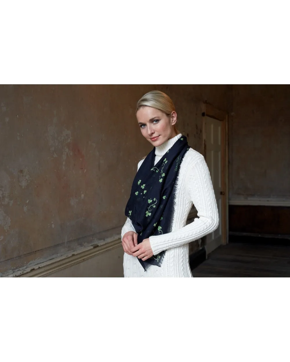 Navy Shamrock Fashion Scarf