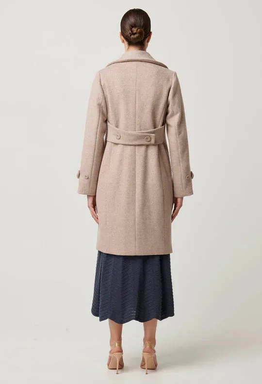 Once Was Sutton Wool Blend Double Breasted Coat in Oat