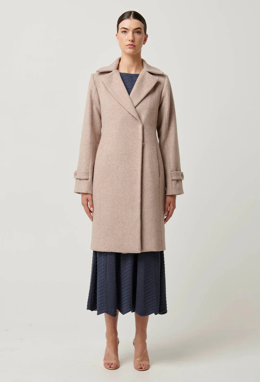 Once Was Sutton Wool Blend Double Breasted Coat in Oat