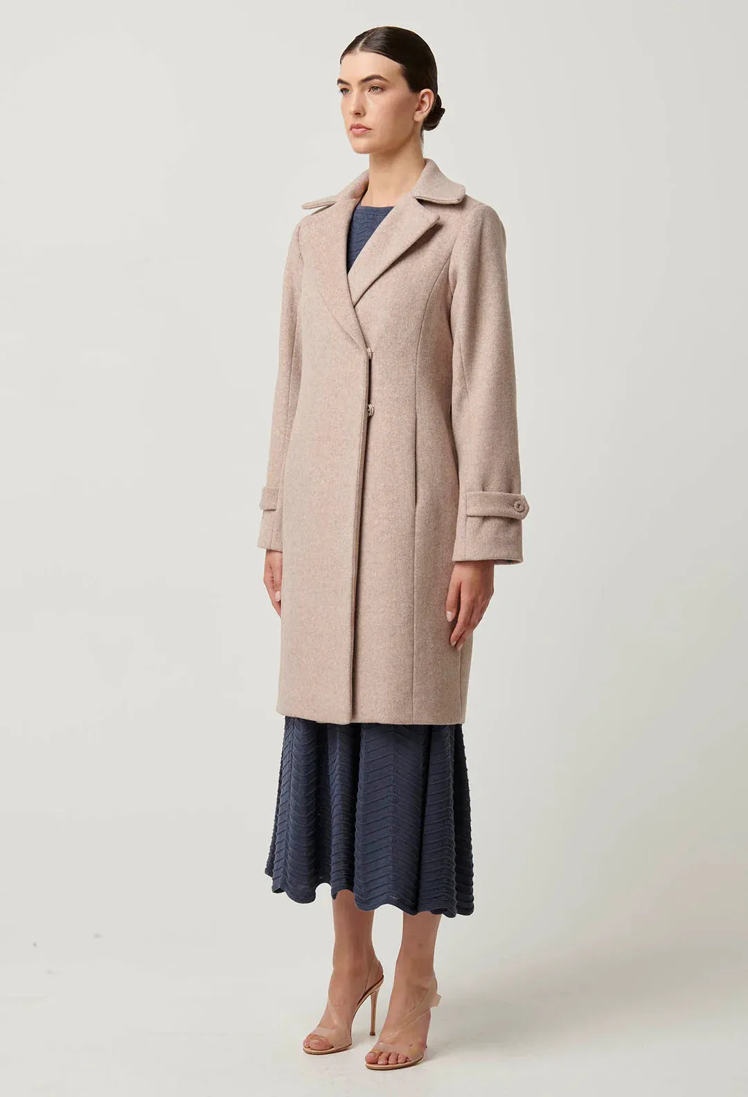 Once Was Sutton Wool Blend Double Breasted Coat in Oat