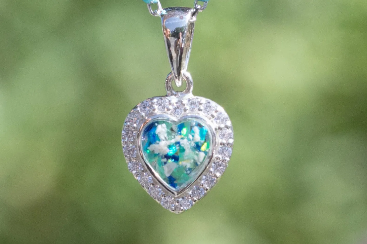 Petite Bedazzled Opal Heart Pendant