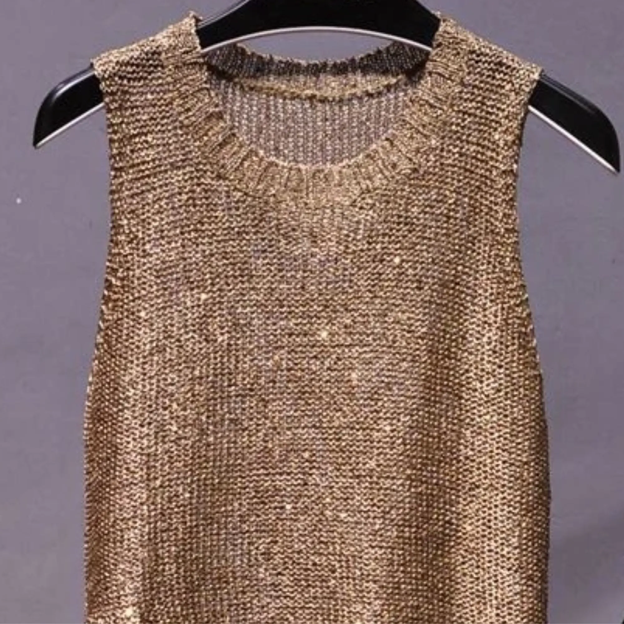 Pre Order:  Metallic Sequined Beaded Tassel Top