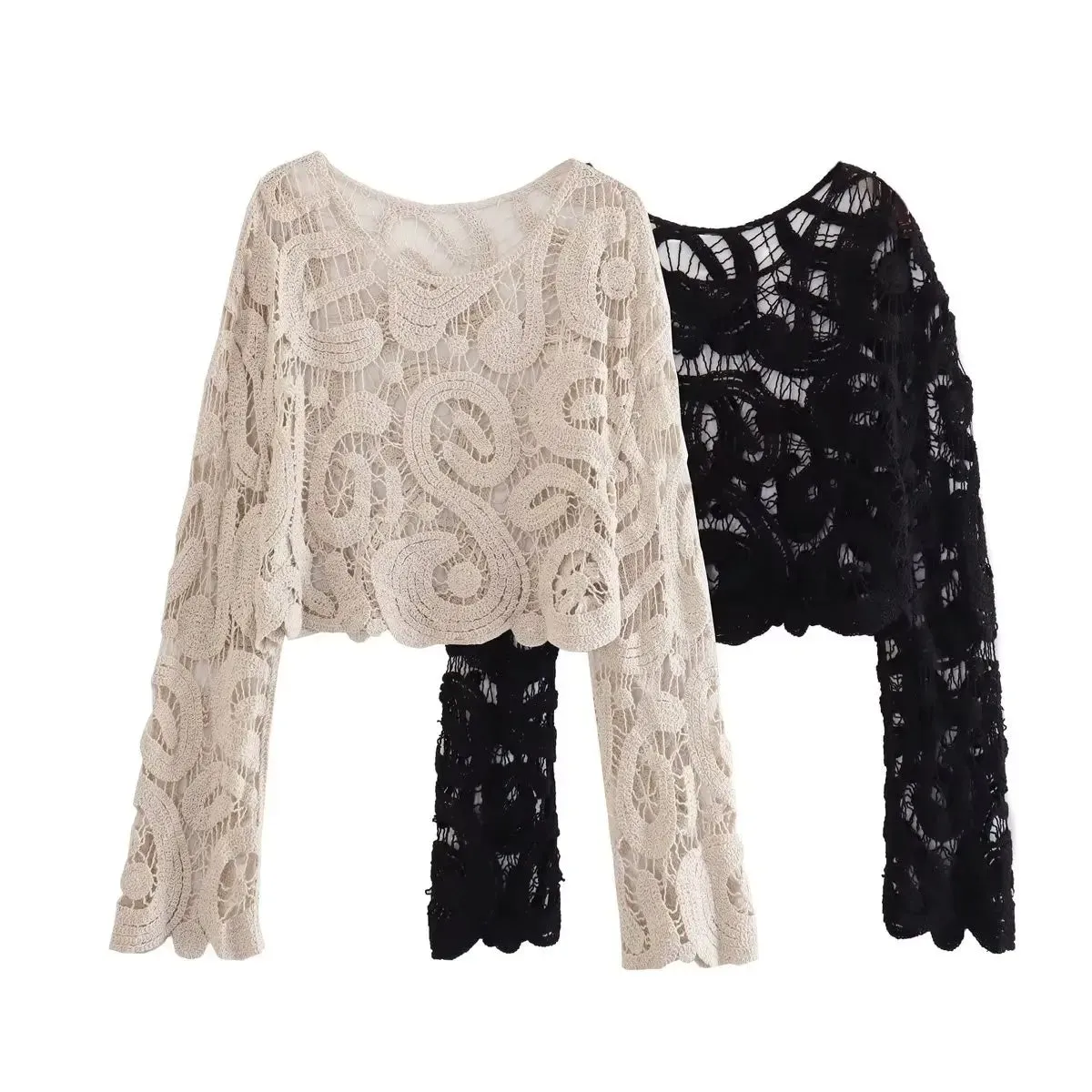 Pre Order:  Tatting Semi Sheer Cropped Top