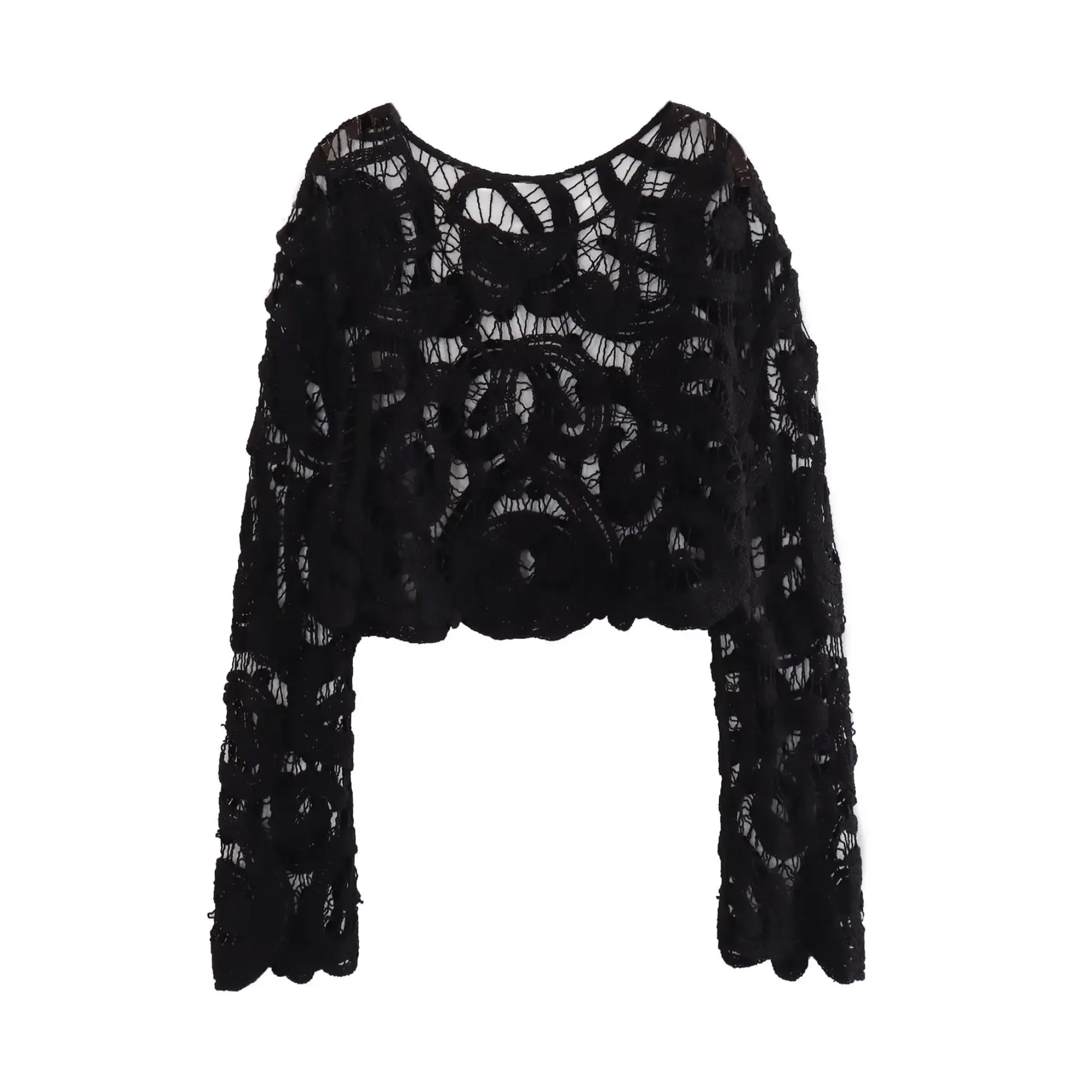 Pre Order:  Tatting Semi Sheer Cropped Top