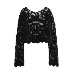 Pre Order:  Tatting Semi Sheer Cropped Top