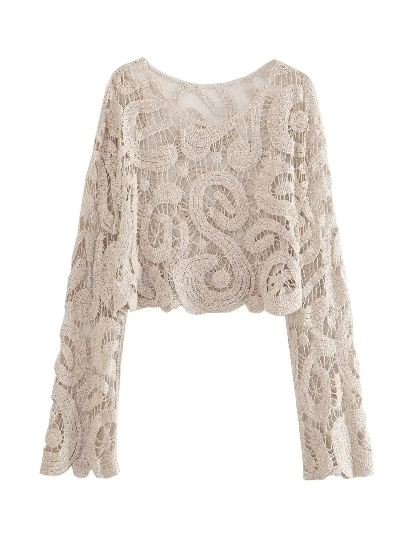 Pre Order:  Tatting Semi Sheer Cropped Top