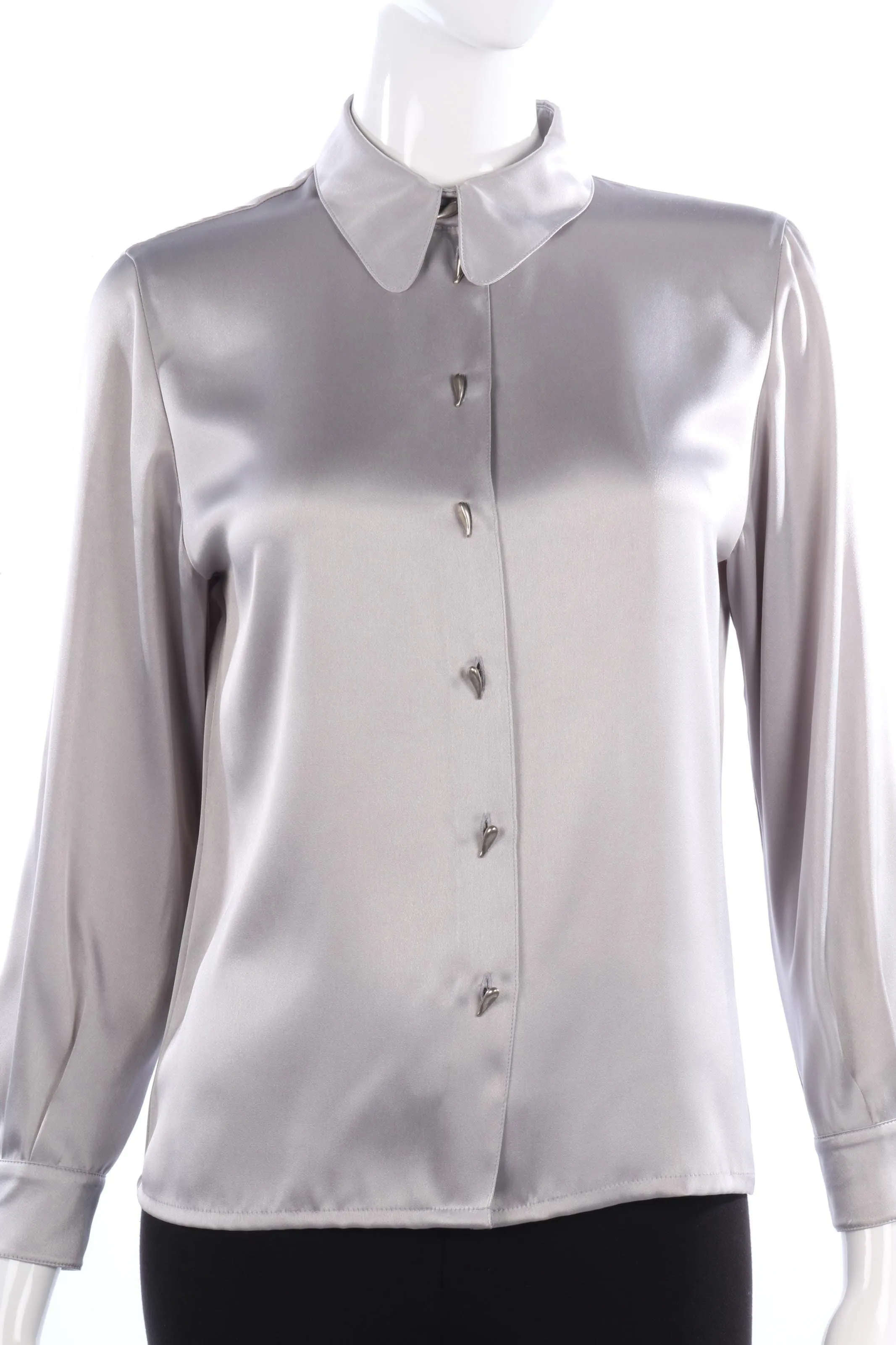 Precis Petit  Blouse with Teardrop Buttons Grey/Silver Size 8