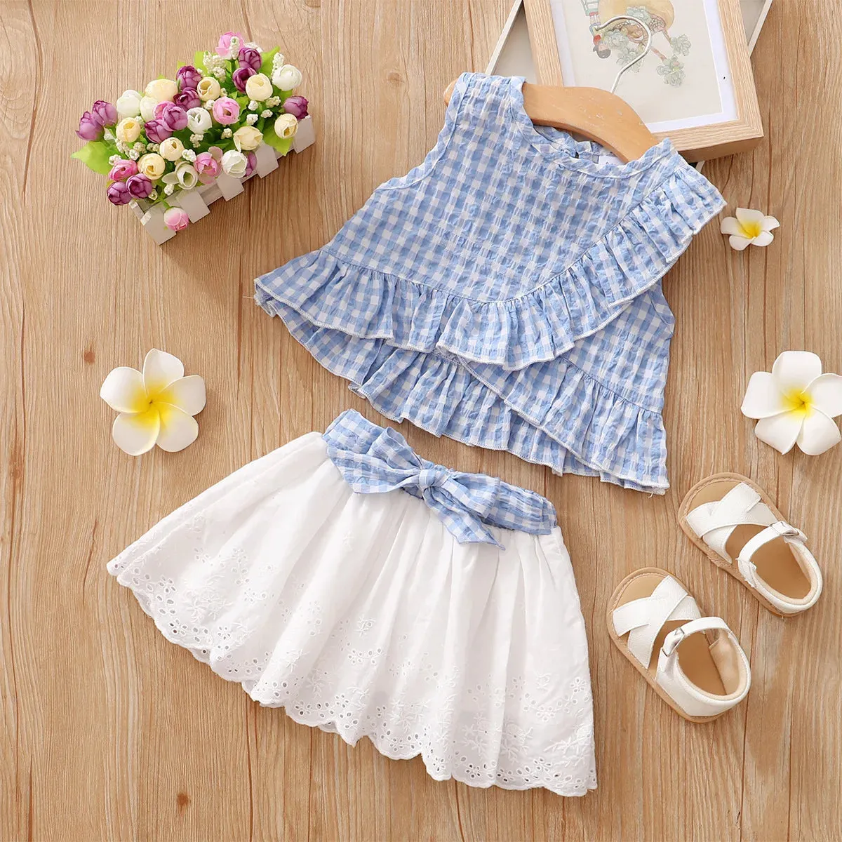 "Checked Cutie" Girl's Summer 2 PC Skort Set