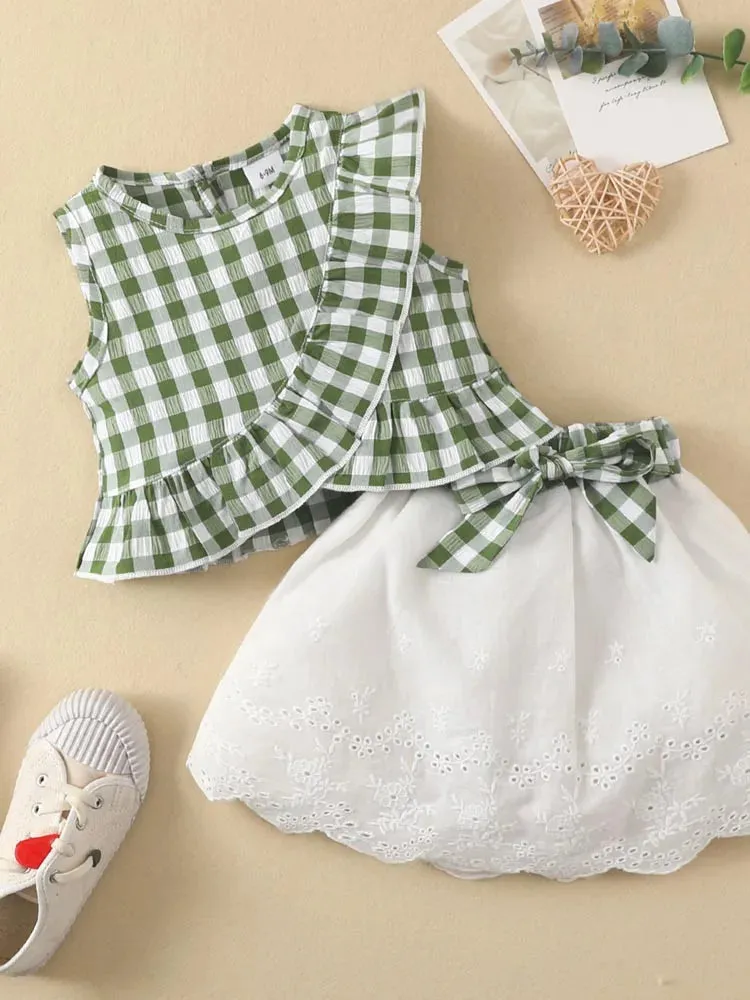 "Checked Cutie" Girl's Summer 2 PC Skort Set