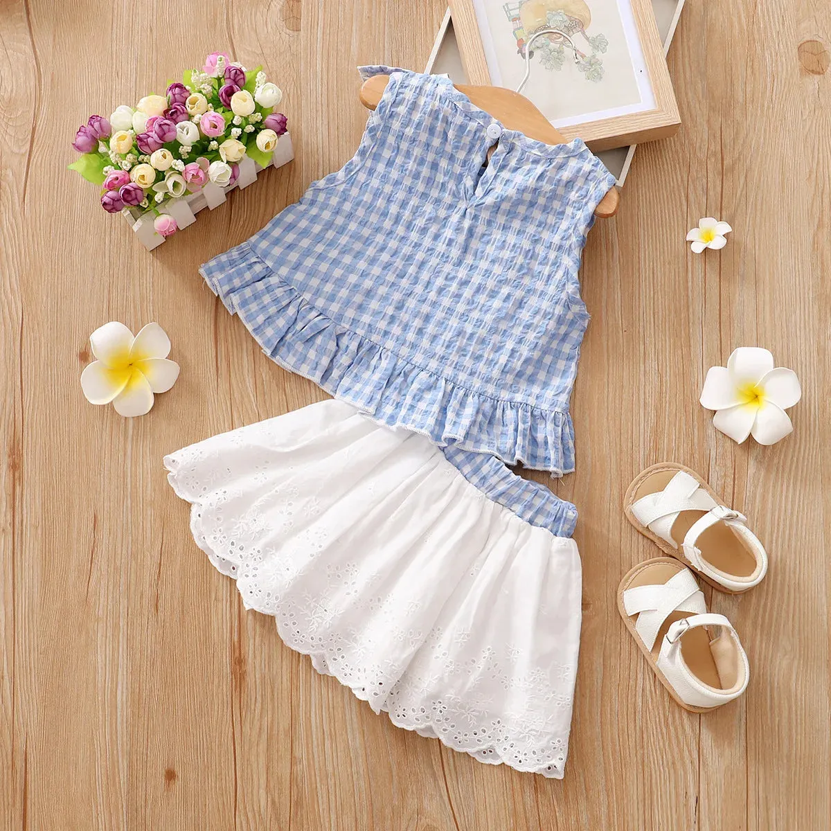 "Checked Cutie" Girl's Summer 2 PC Skort Set