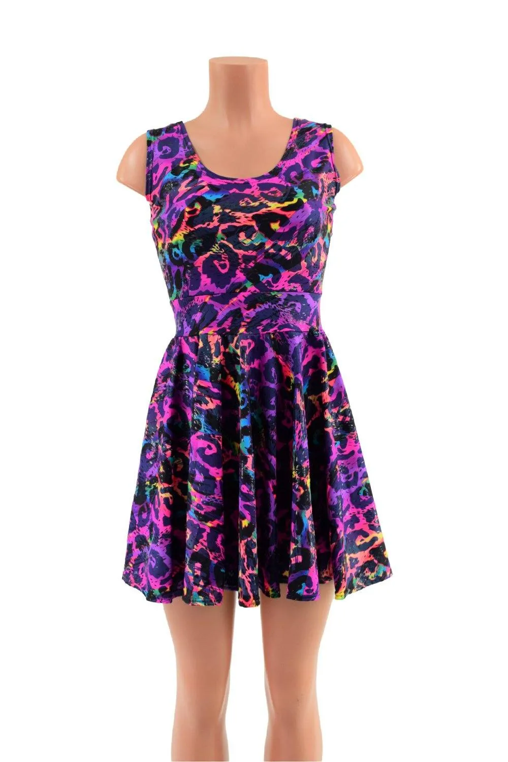Rainbow Leopard Tank Style Skater Dress