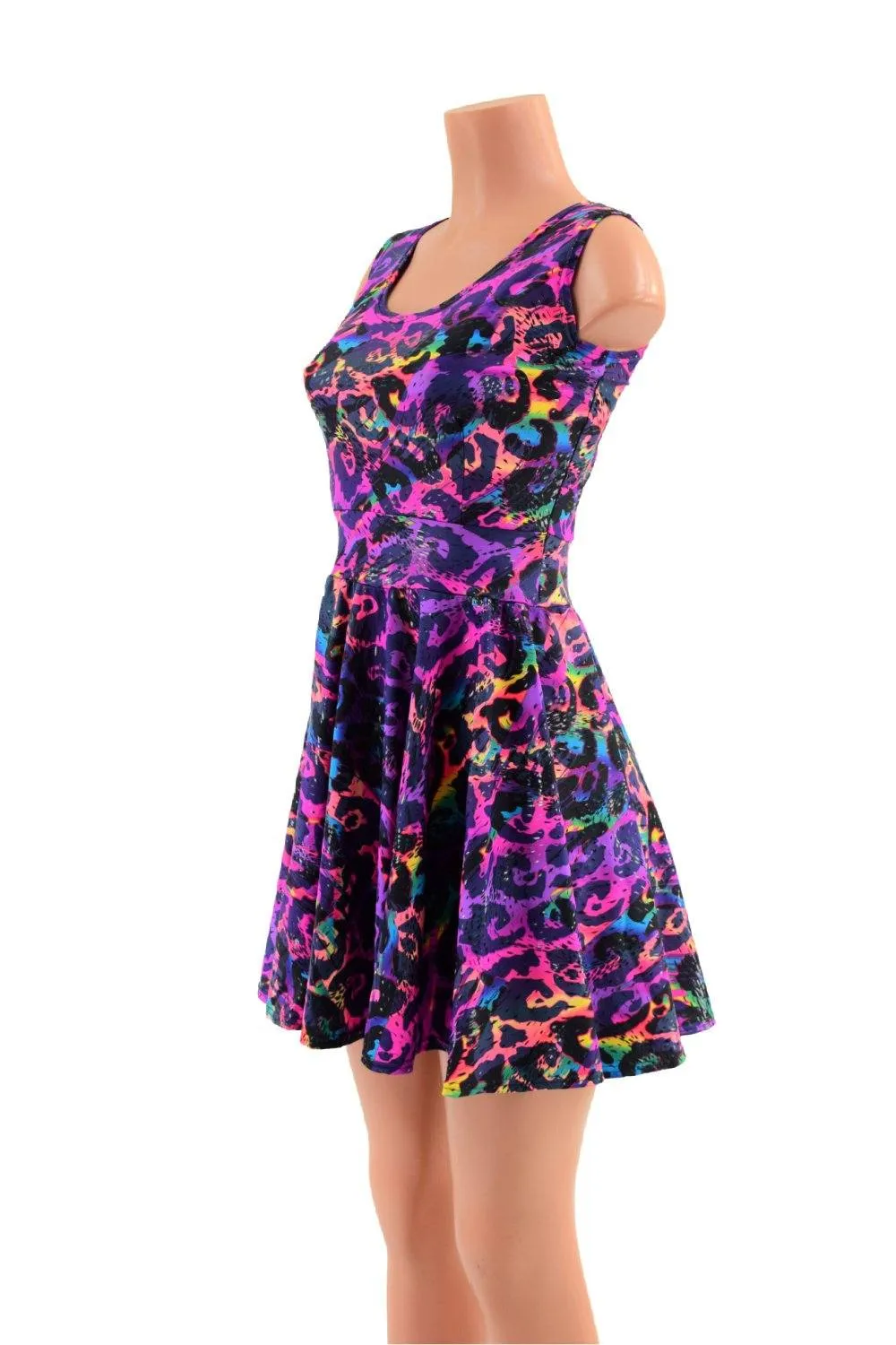 Rainbow Leopard Tank Style Skater Dress