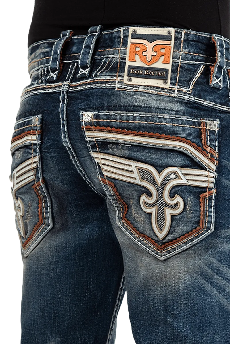 Rock Revival Men's Seal Brown Straight Denim Jeans