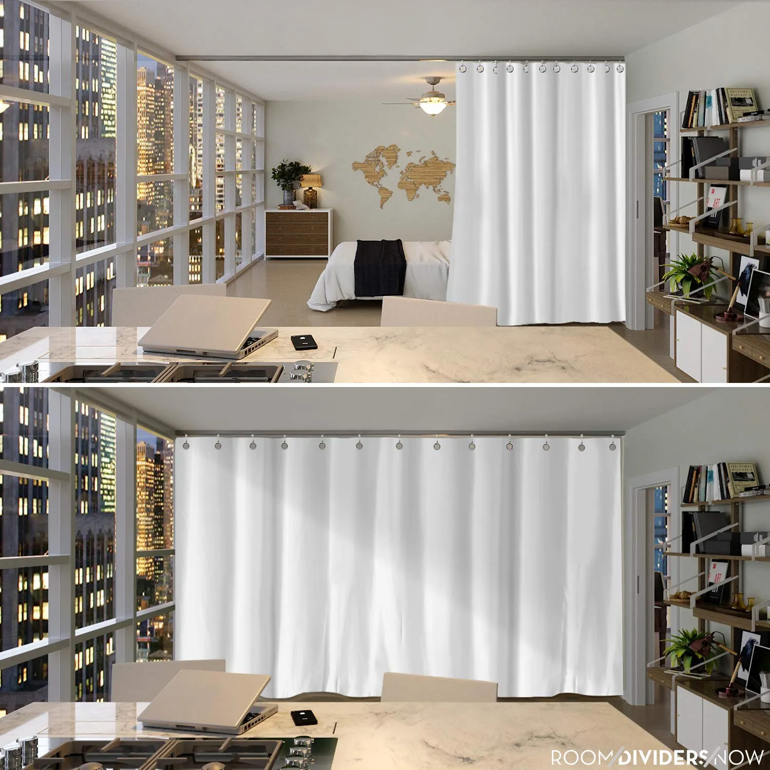 Room Divider Curtain, 7ft Tall X 4ft Wide (Natural White)
