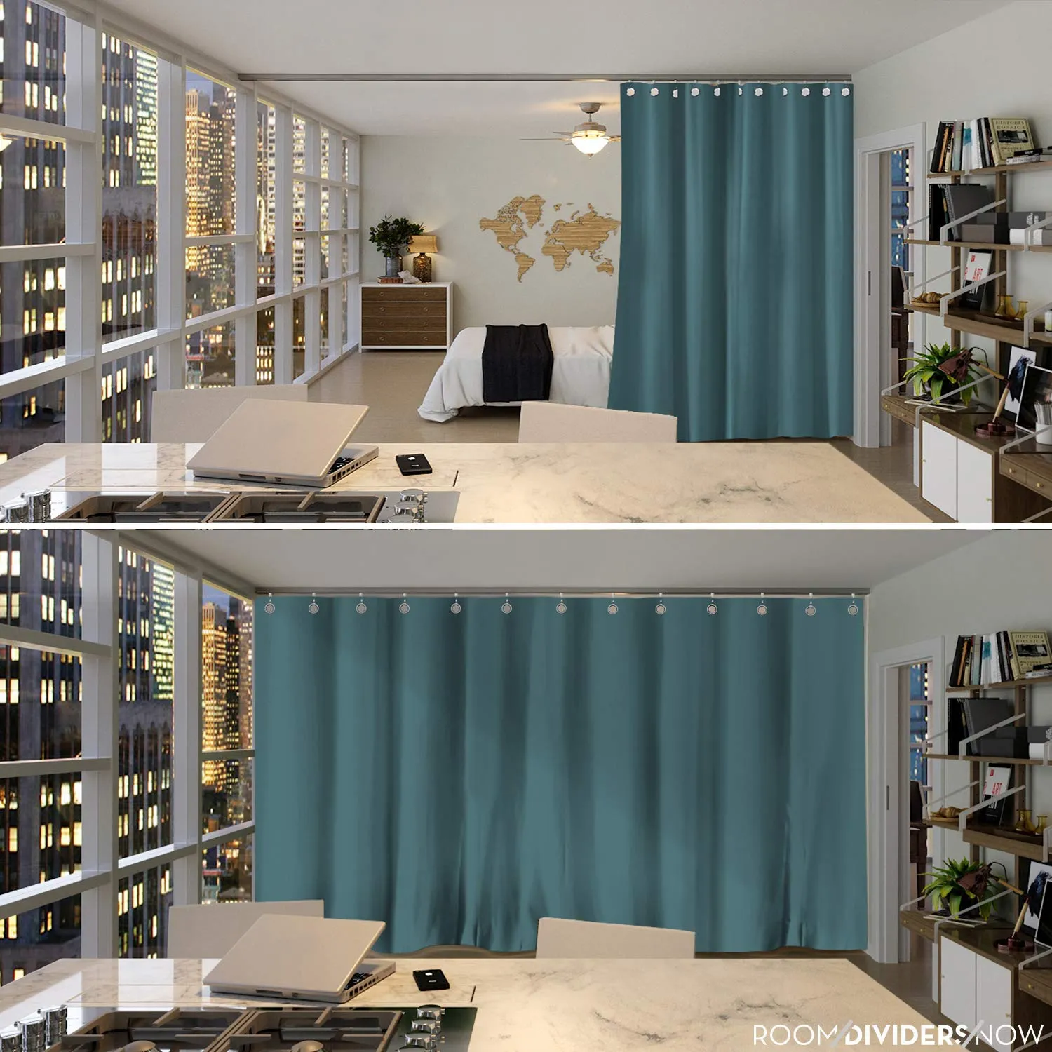 Room Divider Curtain, 8ft Tall X 10ft Wide (Seafoam)  Premium