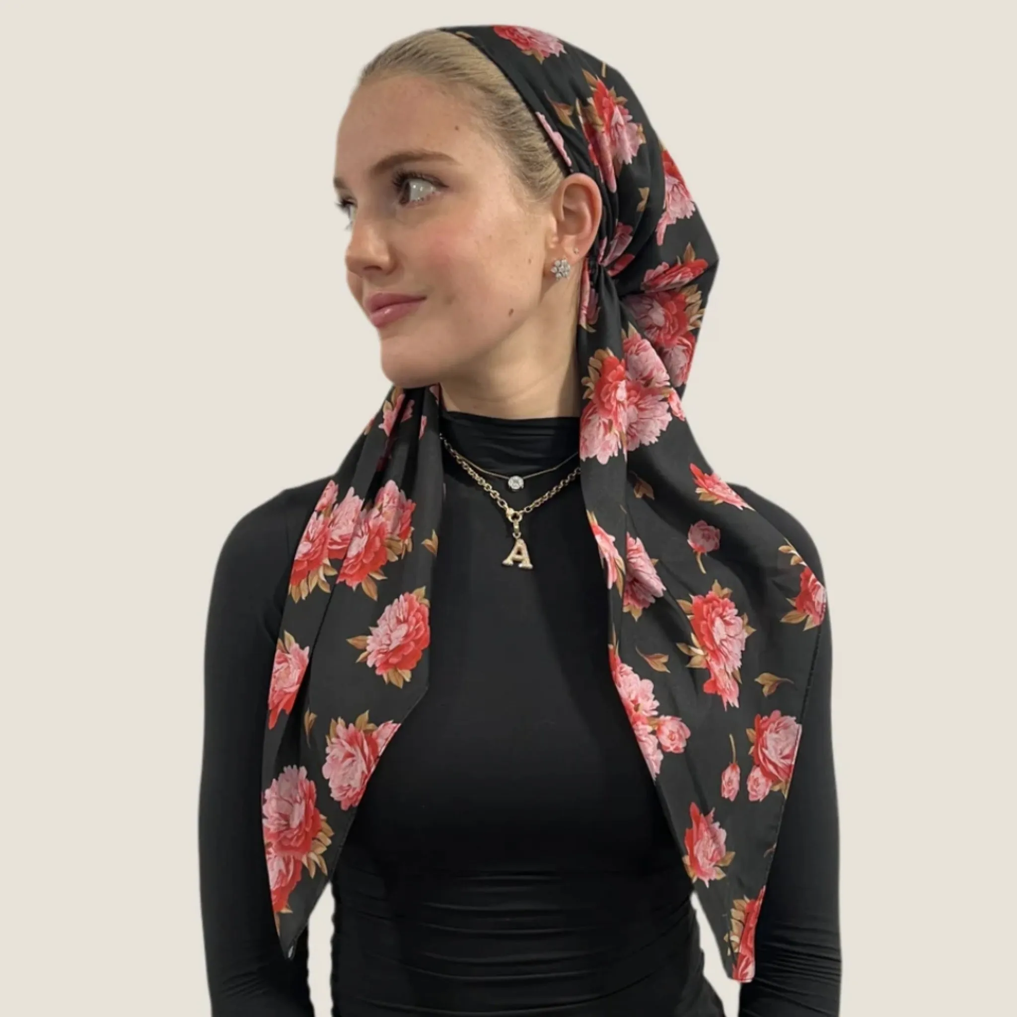 Rosey Peony Headscarf by Valeri Many Styles