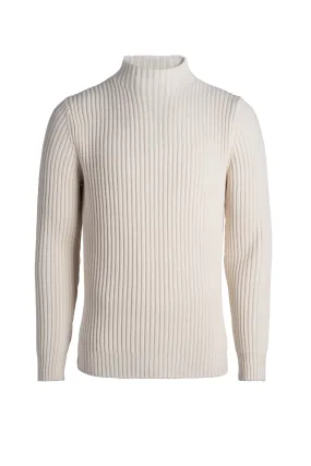 Round neck sweater made of merino wool, wide rib knit