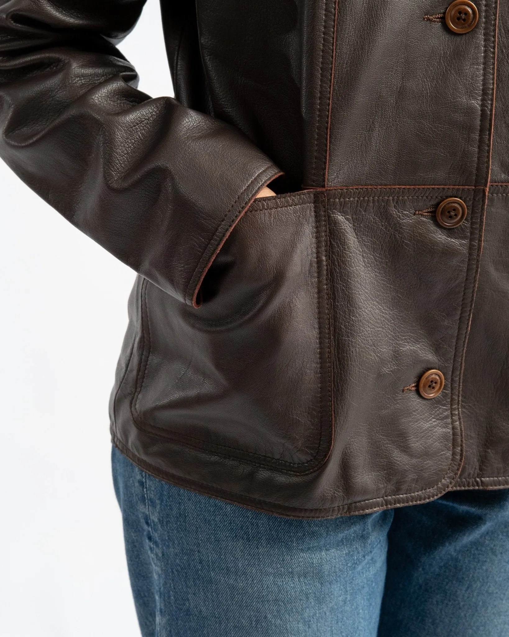 Saga Leather Blazer Dark Brown