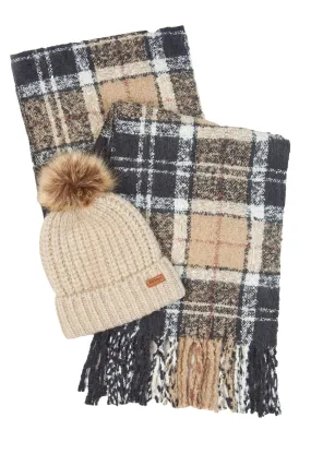 Saltburn Beanie & Tartan Scarf Gift Set - Rosewood