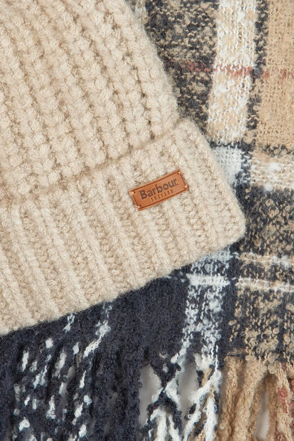 Saltburn Beanie & Tartan Scarf Gift Set - Rosewood