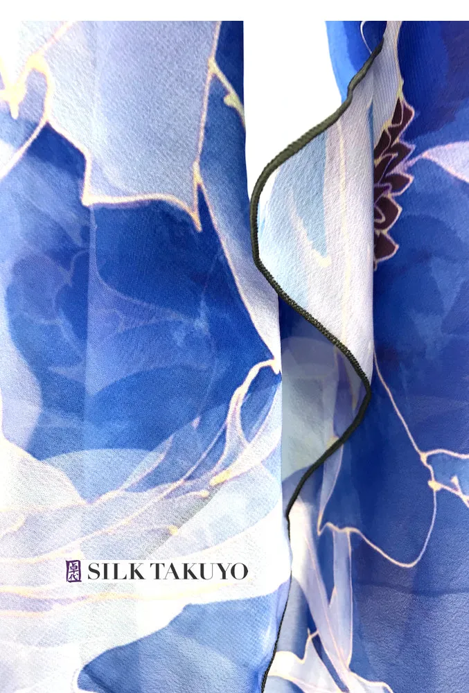 Sheer Kimono Jacket, Blue Peony