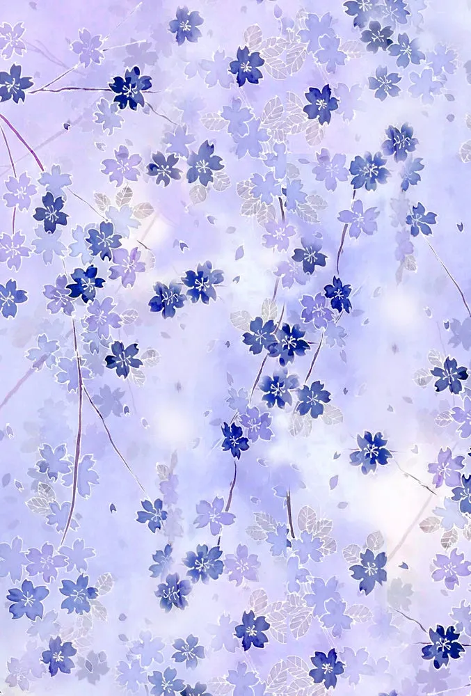 Sheer Kimono Jacket, Pastel Blue Sakura Cherry Blossom