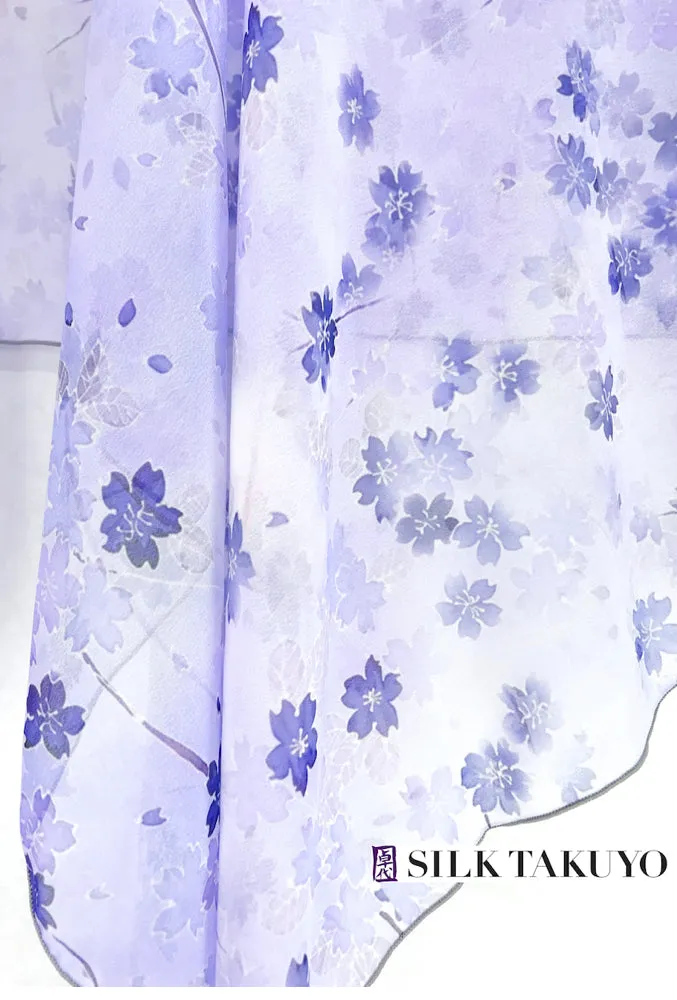 Sheer Kimono Jacket, Pastel Blue Sakura Cherry Blossom