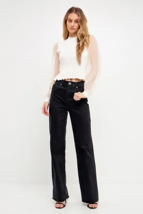 Sheer Sleeve Knit Top