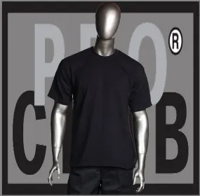 Short Sleeve Crew Neck Pro Club Heavyweight Black T Shirt