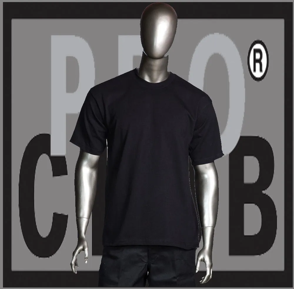 Short Sleeve Crew Neck Pro Club Heavyweight Black T Shirt