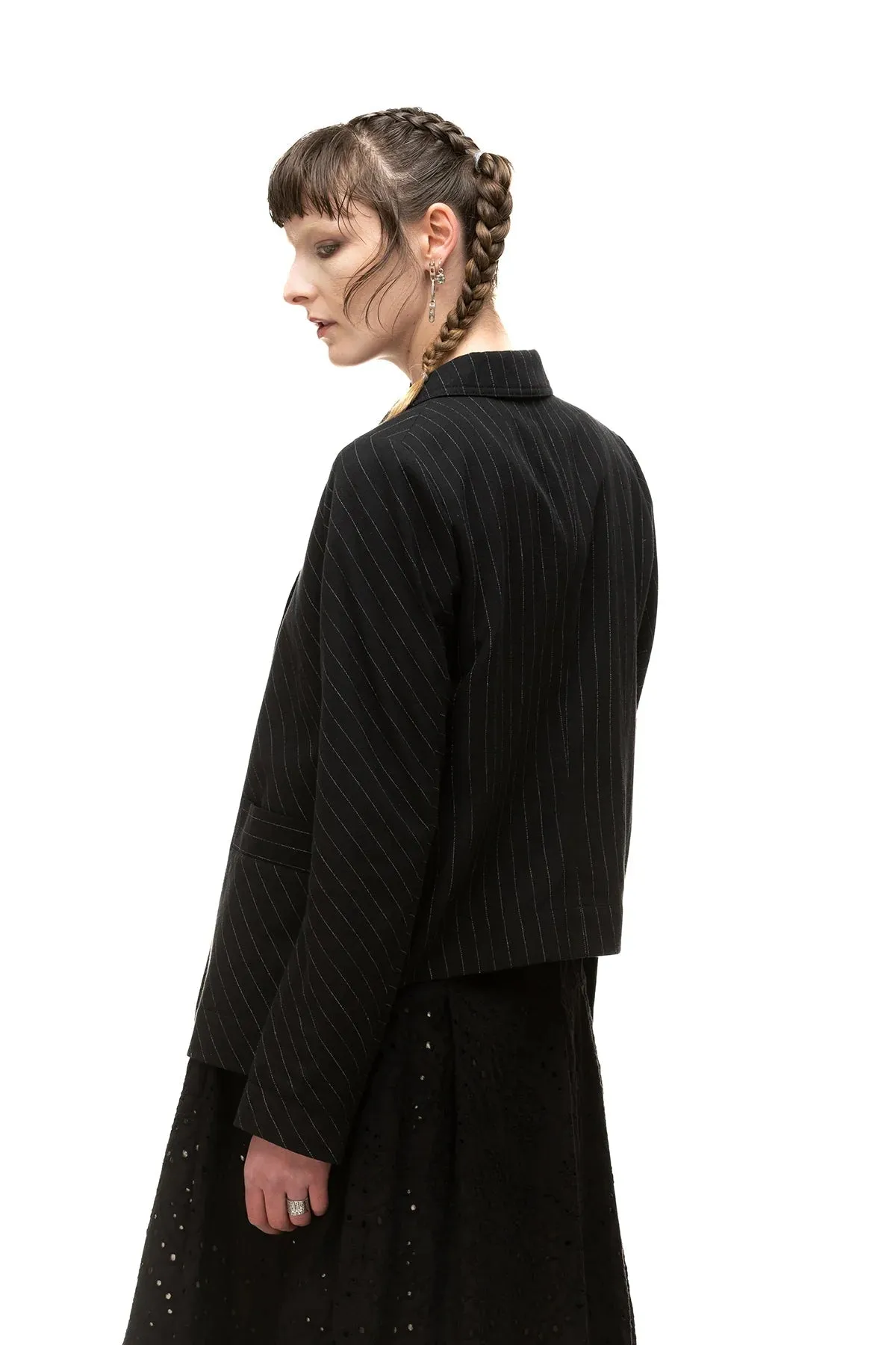 Sideline Blazer | Pinstripe Twill Carbon
