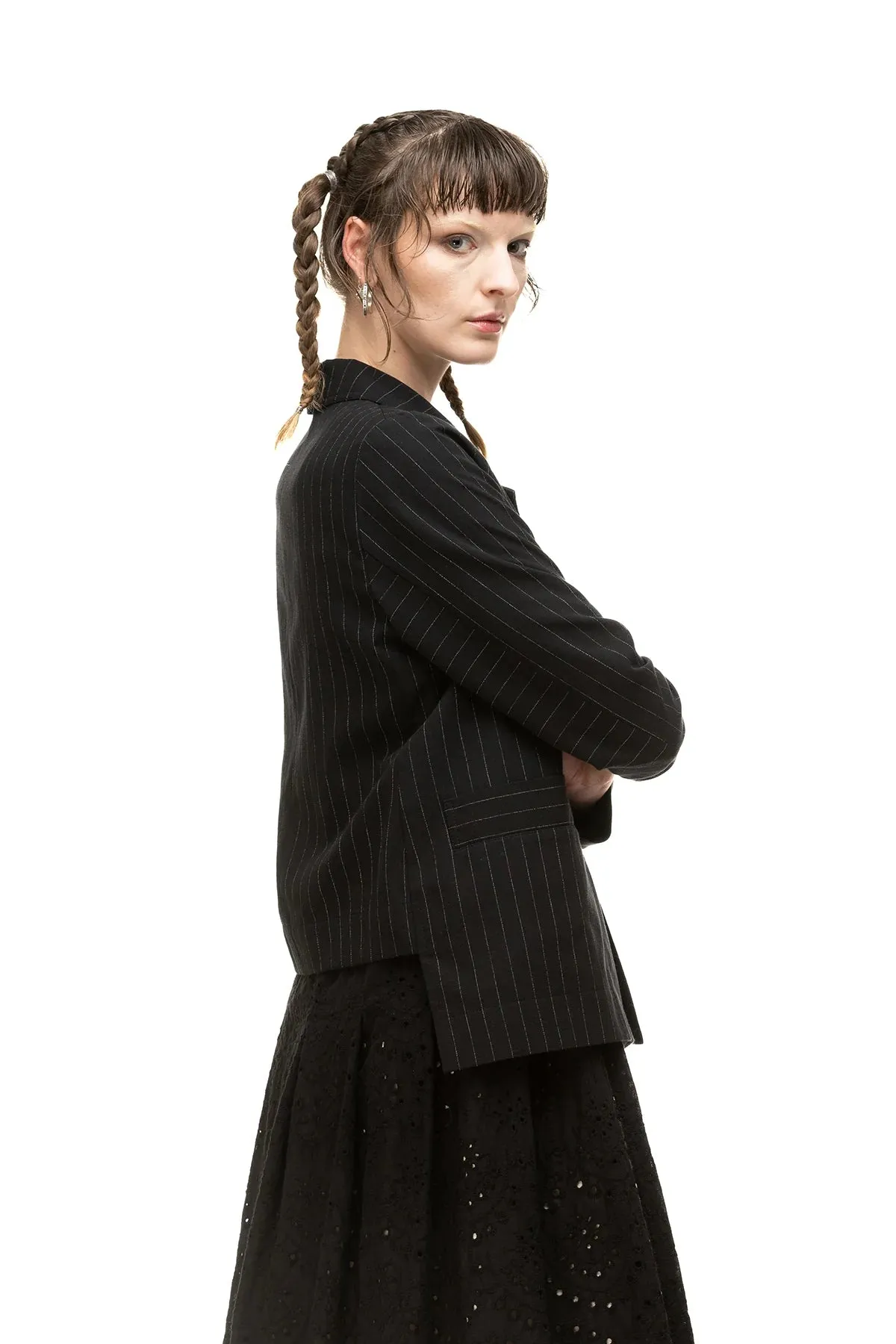 Sideline Blazer | Pinstripe Twill Carbon