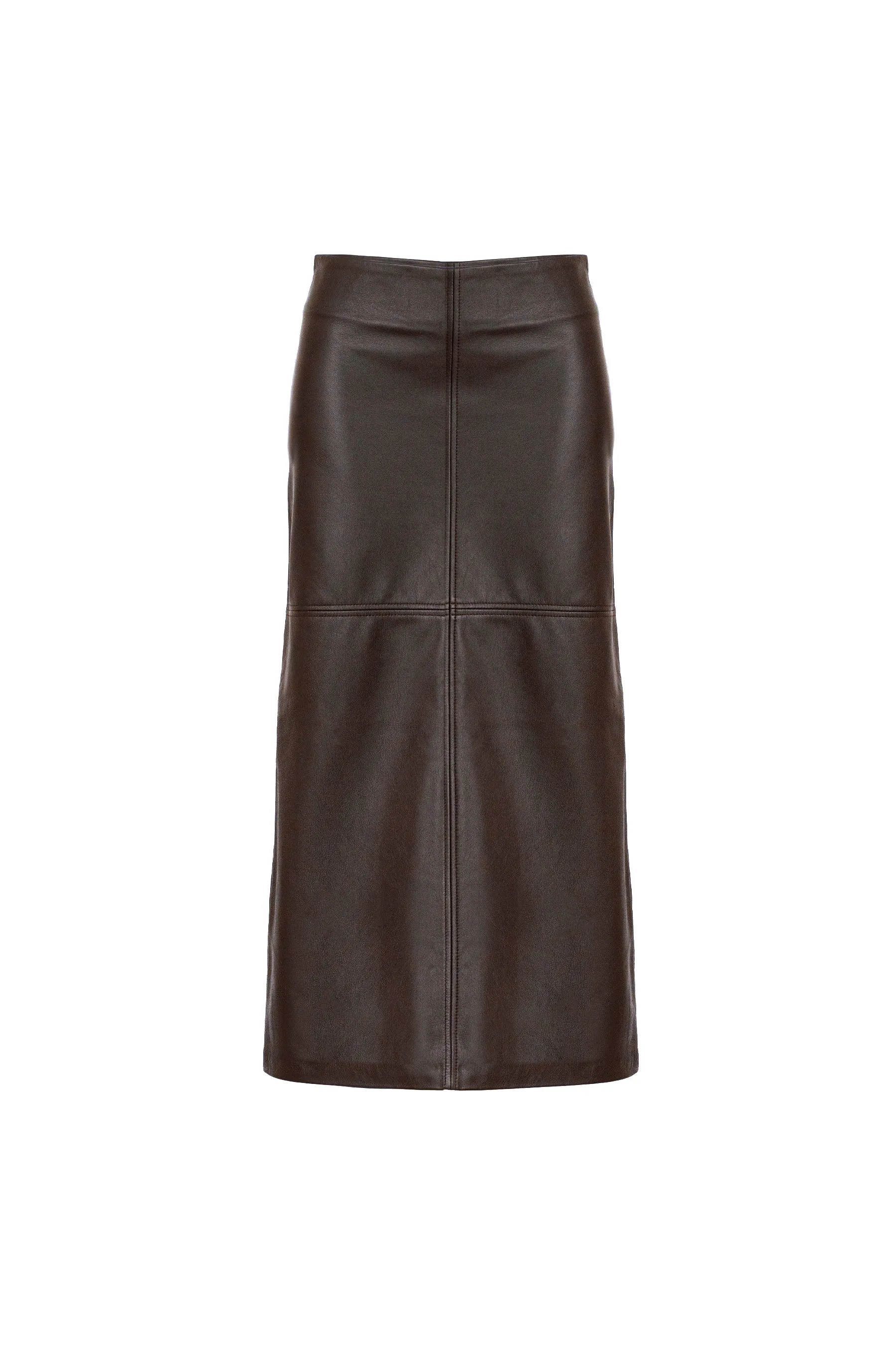 SIENNA LEATHER MAXI SKIRT - CACAO CHOCOLATE