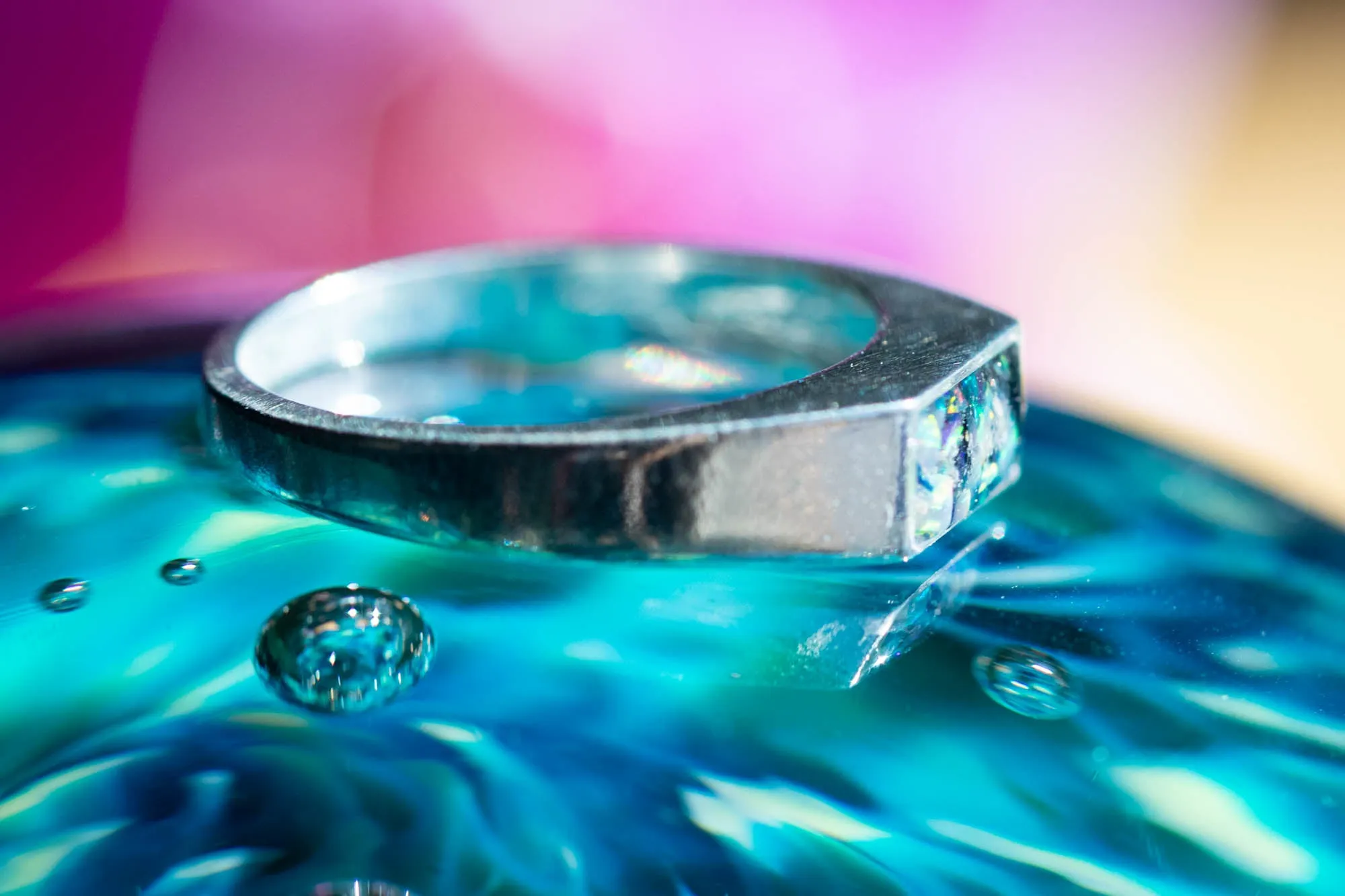 Silver Bar Ring with Cremation Ashes