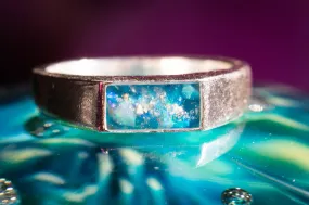 Silver Bar Ring with Cremation Ashes