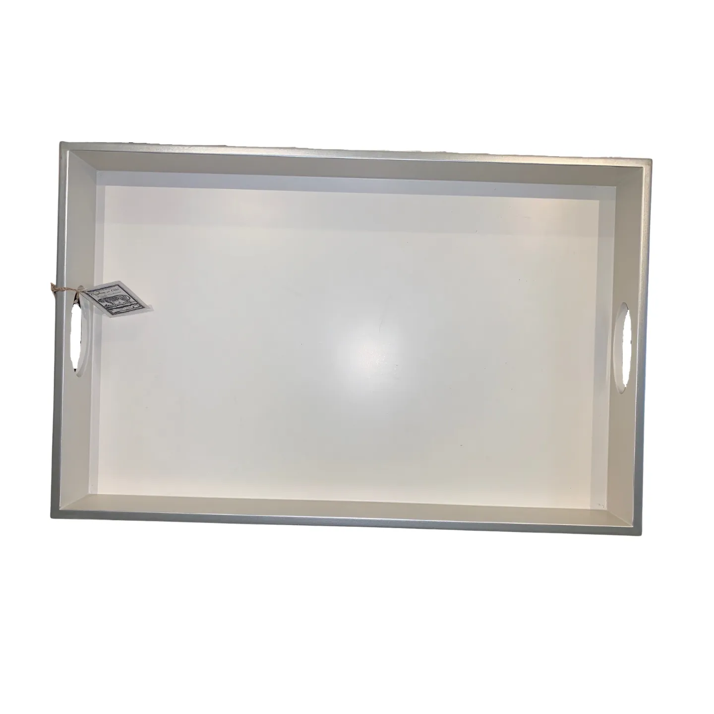 Silver Edge White Lacquer Tray