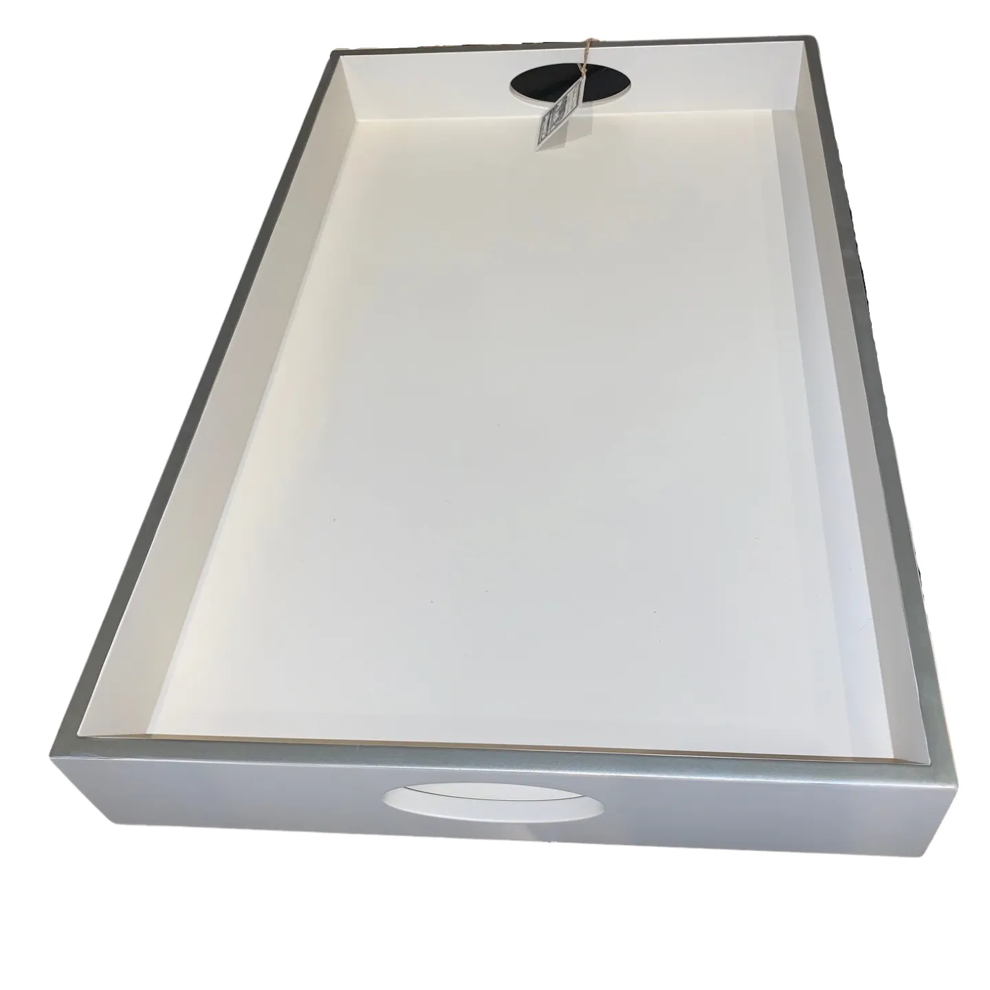 Silver Edge White Lacquer Tray